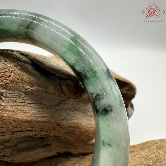 【肌容雪】天然美石綠飄花平安鐲 編號B239(鐲圍57.9mm#18號) 【肌容雪】天然美石綠飄花平安鐲 編號B239(鐲圍57.9mm#18號)