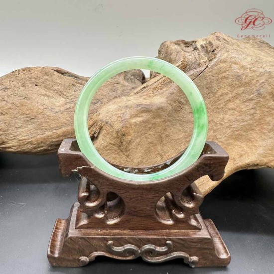 【肌容雪】天然緬甸A貨正陽綠叮噹翡翠手鐲 編號274 (鐲寬56.5mm #18號)