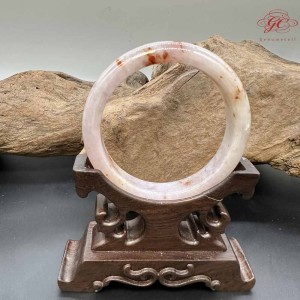 【肌容雪】緬甸天然A貨翡翠正冰粉色灑金美鐲 編號408(鐲寬 56.6mm  #18.5號)