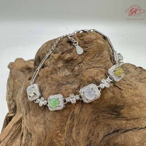 【肌容雪】緬甸天然A貨翡翠多彩翡翠手鍊 編號957 