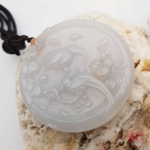 【肌容雪】緬甸天然A貨翡翠白翡雕花吊飾 編號965
