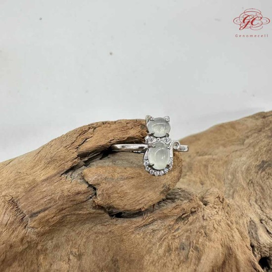 【肌容雪】天然緬甸翡翠A貨貓咪造型戒指附錦盒 編號991(戒圍17.8mm #12號) 【肌容雪】天然緬甸翡翠A貨貓咪造型戒指附錦盒 編號991(戒圍17.8mm #12號)