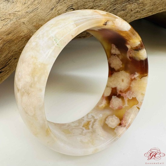 【肌容雪】焦糖色櫻花瑪瑙手鐲 編號B193(鐲圍57.1mm #18號)