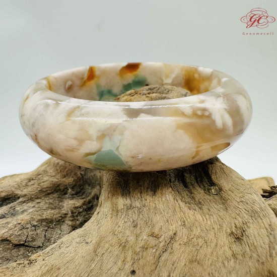【肌容雪】蒂芬妮綠櫻花瑪瑙手鐲 編號B194(鐲圍56.1mm #17.5號)