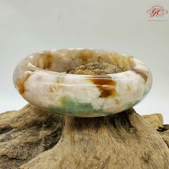 【肌容雪】蒂芬妮綠櫻花瑪瑙手鐲 編號B194(鐲圍56.1mm #17.5號)