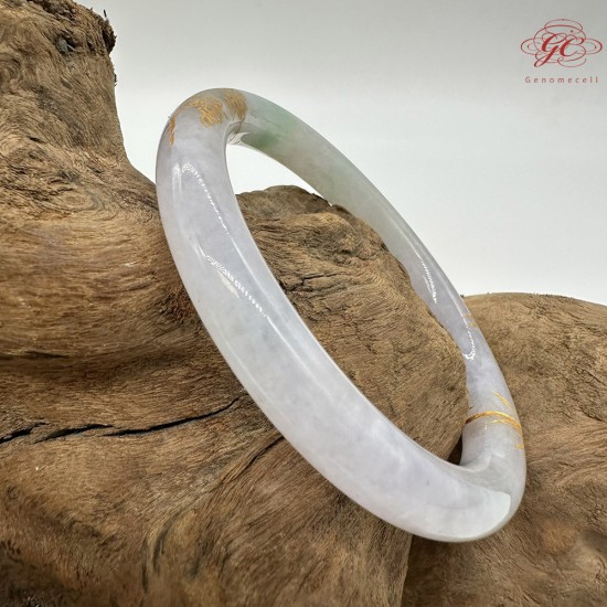 【肌容雪】天然緬甸A貨冰紫羅蘭綠飄花鑲金翡翠美人條 編號02(鐲圍59.6mm#19號) 【肌容雪】天然緬甸A貨冰紫羅蘭綠飄花鑲金翡翠美人條 編號02(鐲圍59.6mm#19號)
