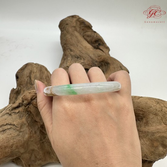 【肌容雪】天然緬甸A貨冰紫羅蘭綠飄花鑲金翡翠美人條 編號02(鐲圍59.6mm#19號) 【肌容雪】天然緬甸A貨冰紫羅蘭綠飄花鑲金翡翠美人條 編號02(鐲圍59.6mm#19號)