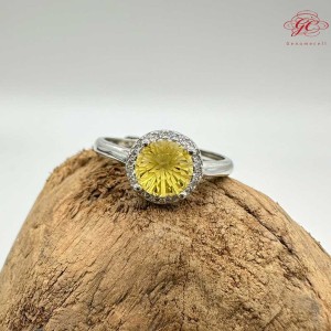 【肌容雪】花紋雕刻黃鋯石戒指17mm#12號 編號D04