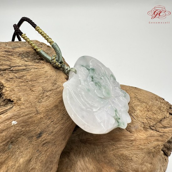 【肌容雪】天然緬甸A貨翡翠蓮花造型吊墜繩 編號1006