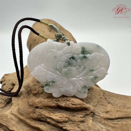 【肌容雪】天然緬甸A貨翡翠蓮花造型吊墜繩 編號1006