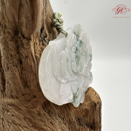 【肌容雪】天然緬甸A貨翡翠蓮花造型吊墜繩 編號1006