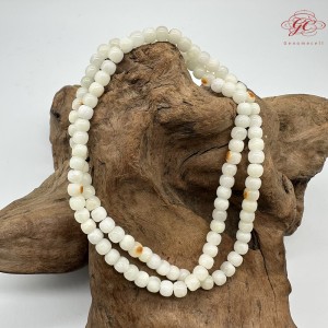 【肌容雪】天然美石和田白玉多圈珠串鍊 編號B202
