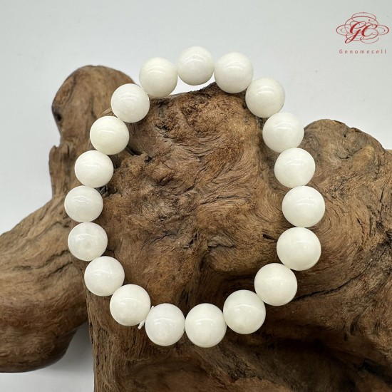 【肌容雪】天然美石和田白玉單圈手串 編號B203