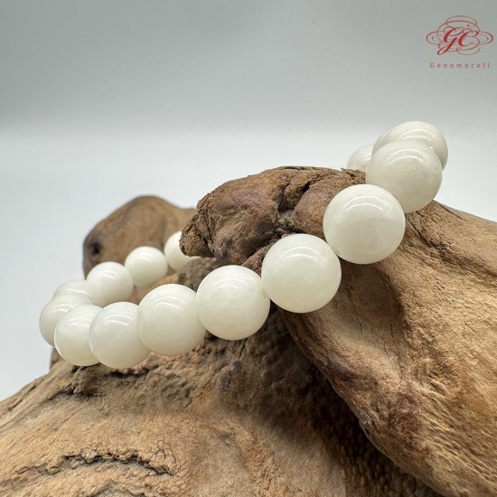【肌容雪】天然美石和田白玉單圈手串 編號B203