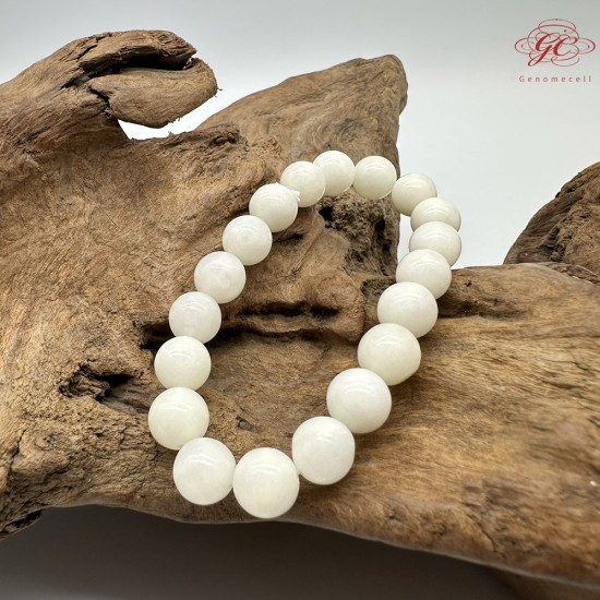 【肌容雪】天然美石和田白玉單圈手串 編號B203