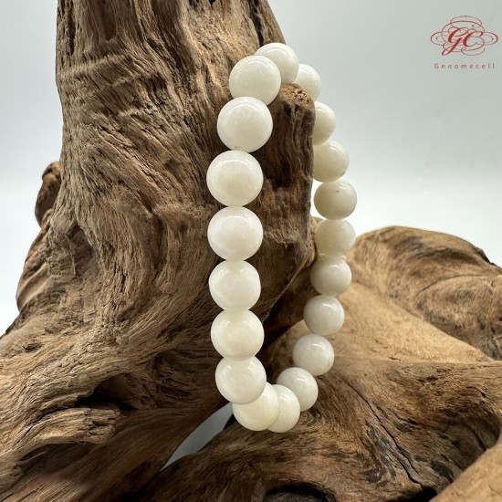 【肌容雪】天然美石和田白玉單圈手串 編號B203