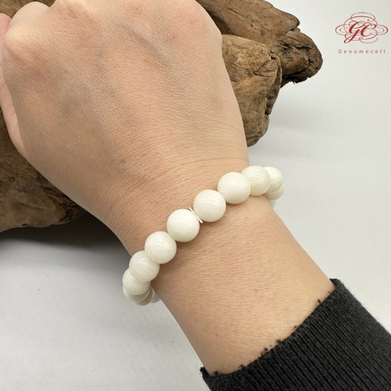 【肌容雪】天然美石和田白玉單圈手串 編號B203