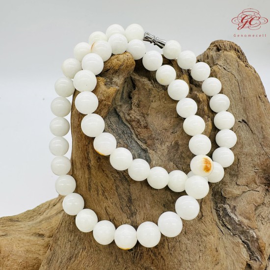 【肌容雪】天然美石和田白玉珠串鍊 編號B204