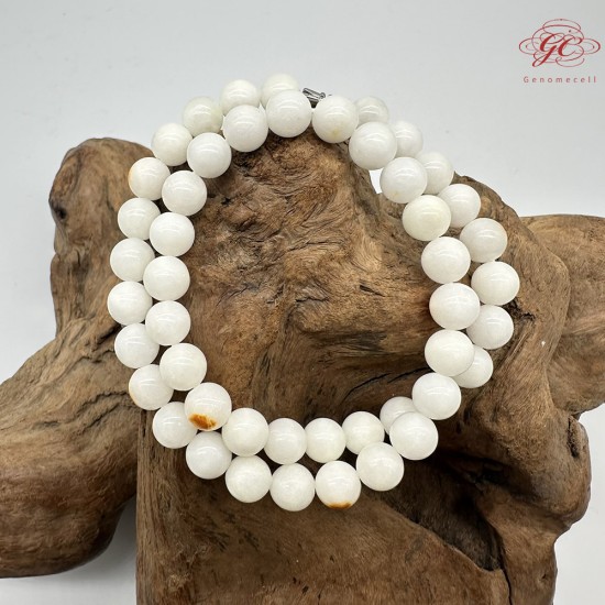 【肌容雪】天然美石和田白玉珠串鍊 編號B204