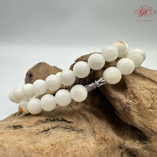 【肌容雪】天然美石和田白玉珠串鍊 編號B204