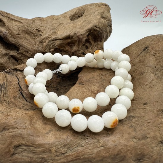 【肌容雪】天然美石和田白玉珠串鍊 編號B204