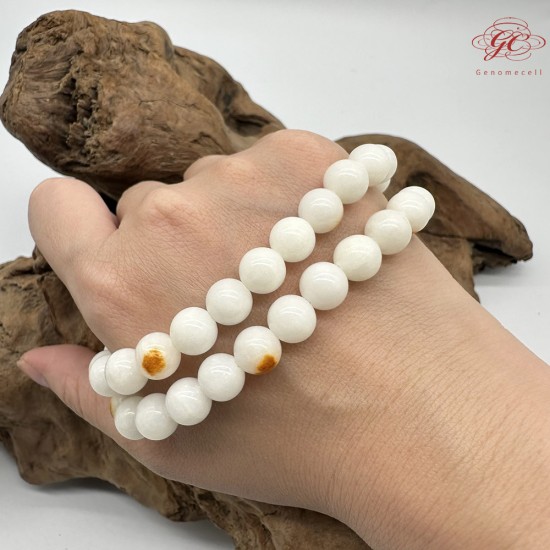 【肌容雪】天然美石和田白玉珠串鍊 編號B204