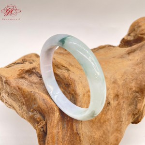 【肌容雪】天然緬甸A貨紫底飄花翡翠手鐲 編號05 (鐲寬 57mm #18.5號)