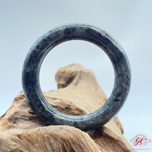 【肌容雪】天然緬甸翡翠手鐲A貨胖子烏雞 編號01 (鐲寬 56.4mm #18號)