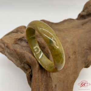 【肌容雪】天然緬甸A貨黃翡特色翡翠手鐲 編號08 (鐲寬 57.8mm #18.5號)
