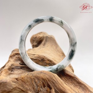 【肌容雪】天然緬甸A貨紫底飄花翡翠手鐲 編號14 (鐲寬 57mm #18.5號)