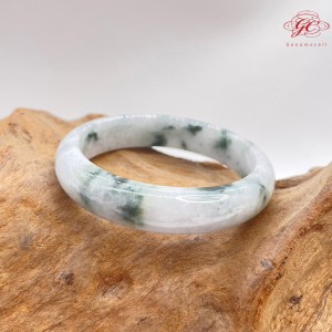 【肌容雪】天然緬甸A貨紫底飄花翡翠手鐲 編號14 (鐲寬 57mm #18.5號)