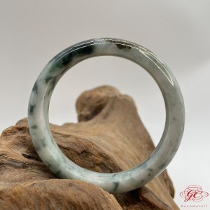 【肌容雪】天然緬甸A貨飄花特色翡翠手鐲美鐲 編號23 (鐲寬 55.6mm #18號)