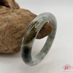 【肌容雪】天然緬甸A貨飄花特色翡翠手鐲美鐲 編號23 (鐲寬 55.6mm #18號)