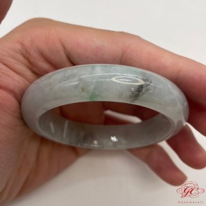 【肌容雪】天然緬甸A貨多彩飄花特色翡翠手鐲 編號43 (鐲寬 55.9mm #18號)