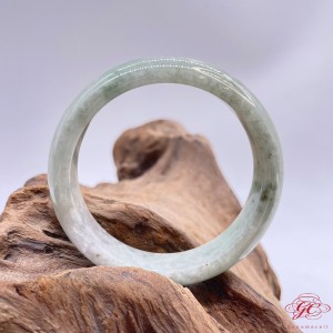 【肌容雪】緬甸天然A貨綠飄花翡翠特色手鐲 編號55 (鐲寬 52.9mm #17號)