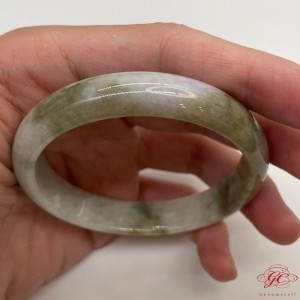 【肌容雪】天然緬甸A貨綠飄花翡翠手鐲 編號72 (鐲寬 59.7mm #19.5號)
