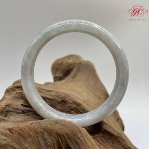 【肌容雪】天然緬甸A貨粉春飄花翡翠手鐲 編號80 (鐲寬57.9mm #18.5號)