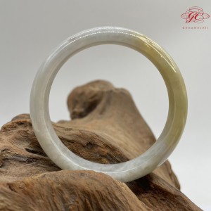 【肌容雪】天然緬甸A貨紫底黃翡翠特色手鐲 編號99 (鐲寬55.6mm#18號)