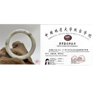 【肌容雪】天然緬甸A貨白底飄花翡翠特色手鐲 編號146 (鐲寬 58.4mm #19號)