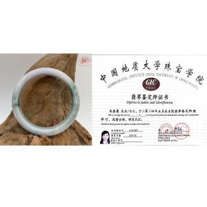 【肌容雪】天然緬甸A貨紫底飄綠花翡翠手鐲 編號150 (鐲寬57.6mm #18.5號)
