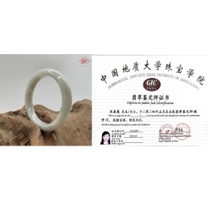 【肌容雪】天然緬甸A貨白底飄綠花翡翠特色手鐲 編號151 (鐲寬58.3mm #19號)
