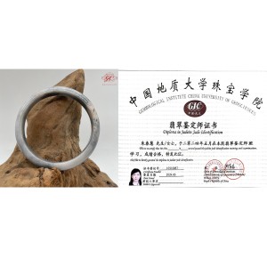 【肌容雪】天然緬甸A貨紫底烏雞花翡翠特色手鐲 編號154 (鐲寬75.4mm #21號)