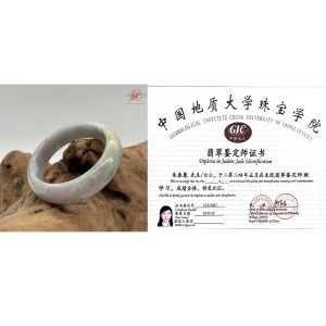 【肌容雪】天然緬甸A貨粉春撒金翡翠寬版特色手鐲 編號182 (鐲寬56.8mm #18.5號)