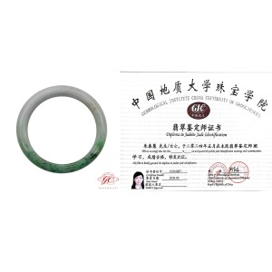 【肌容雪】天然緬甸A貨飄花翡翠手鐲 編號223  (鐲寬 57.4mm #18.5號)