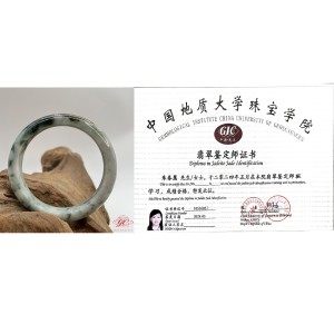 【肌容雪】天然緬甸A貨飄花特色翡翠手鐲美鐲 編號23 (鐲寬 55.6mm #18號)