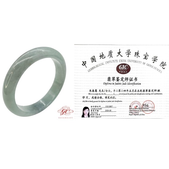 【肌容雪】天然緬甸冰芹翡翠手鐲A貨 編號239 (鐲寬57mm #18.5號)