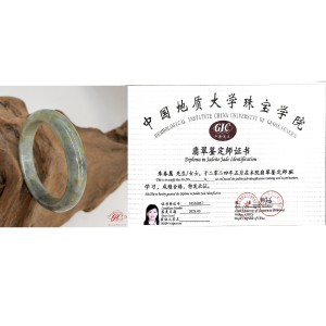 【肌容雪】天然緬甸A貨飄花撒金烏雞翡翠特色手鐲 編號31 (鐲寬 59.0mm #19號)