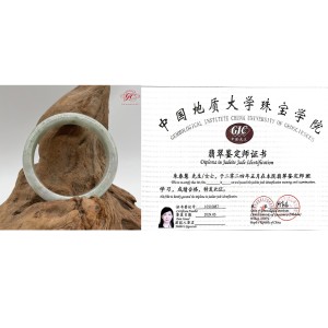【肌容雪】天然緬甸A貨粉春飄花翡翠手鐲 編號69 (鐲寬 56.7mm #18.5號)