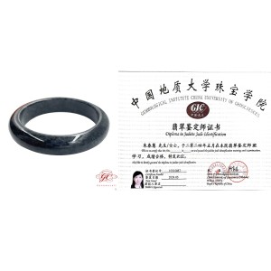 【肌容雪】天然緬甸A貨烏雞翡翠手鐲 編號83 (鐲寬57mm #18.5號)