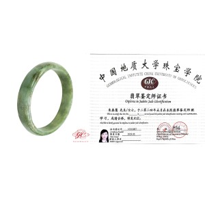 【肌容雪】天然緬甸A貨糯冰湖水綠飄花翡翠手鐲 編號85 (鐲寬53.9mm #17.5號)